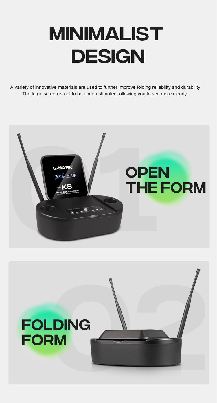 Wireless Microphone G-MARK K8 UHF Karaoke Mic With Lithium Battery For Stage Party Show Church School Meeting