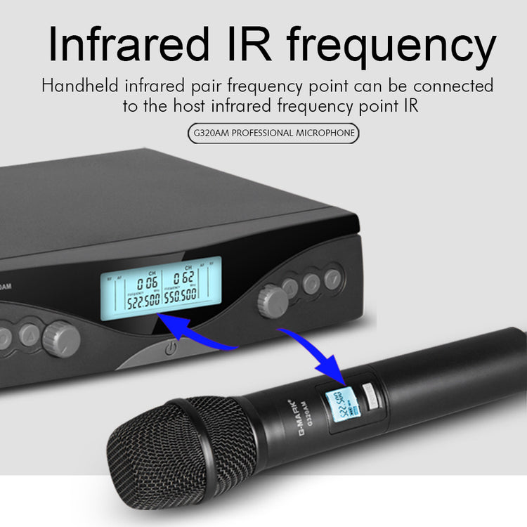 Wireless Microphone G-MARK G320AM Professional UHF 2 Channels Karaoke Mic Handheld Automatic Frequency Adjustable