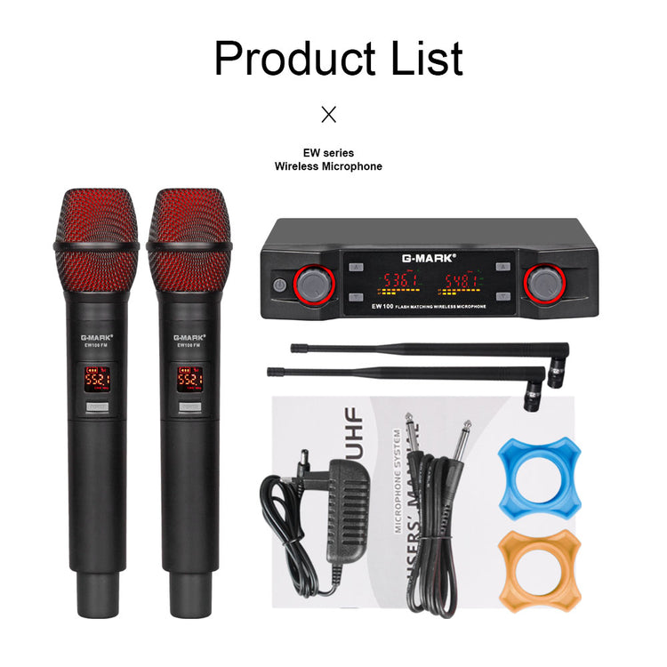 Wireless Microphon G-MARK EW100 Professional UHF Karaoke Handheld Mic Frequency Adjustable 50M For Party Show Stage Wedding
