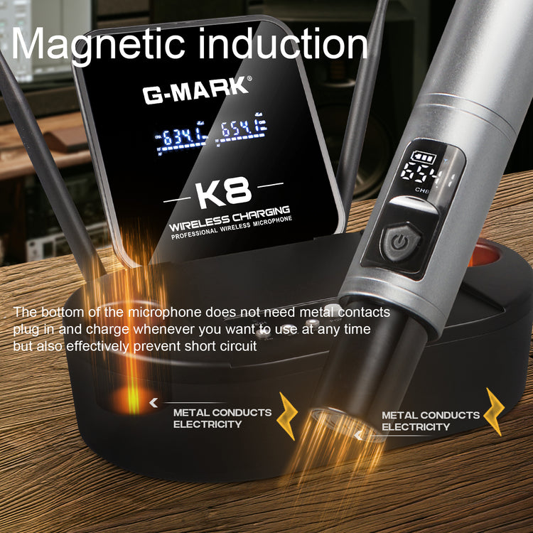 Wireless Microphone G-MARK K8 UHF Karaoke Mic With Lithium Battery For Stage Party Show Church School Meeting