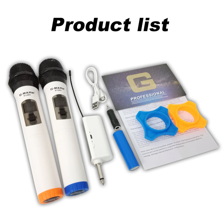 Wireless Microphone G-MARK X120V 2 Channels Handheld Karaoke Mic For Party Meeting Show Home School