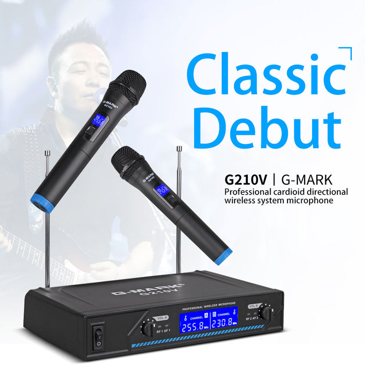 Wireless Microphone G-MARK G210V Professional 2 Channels Handheld Karaoke Mic For Party Meeting Church Show Home