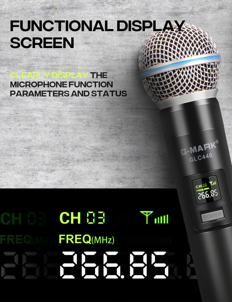 Wireless Microphone G-MARK GLC440 Professional 4 Channels Microphon Karaoke Mic For Home Party Speaker Church Stage Wedding
