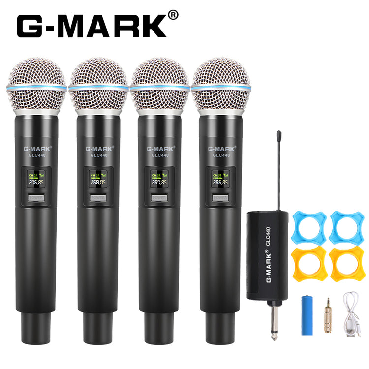 Wireless Microphone G-MARK GLC440 Professional 4 Channels Microphon Karaoke Mic For Home Party Speaker Church Stage Wedding