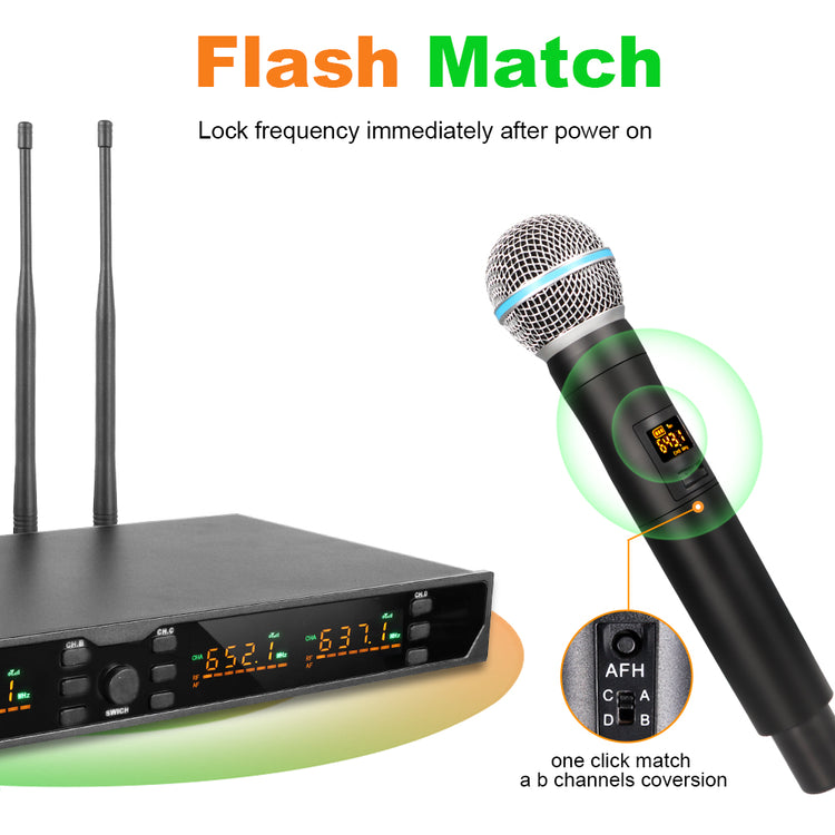 Professional Wireless Microphone G-MARK G440XFM 4 Channels UHF Karaoke System Handheld Mic For Stage Speech Wedding Show Band Home Party Church