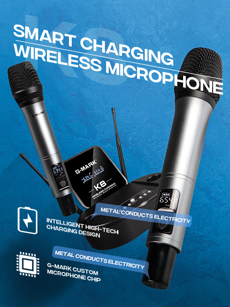 Wireless Microphone G-MARK K8 UHF Karaoke Mic With Lithium Battery For Stage Party Show Church School Meeting