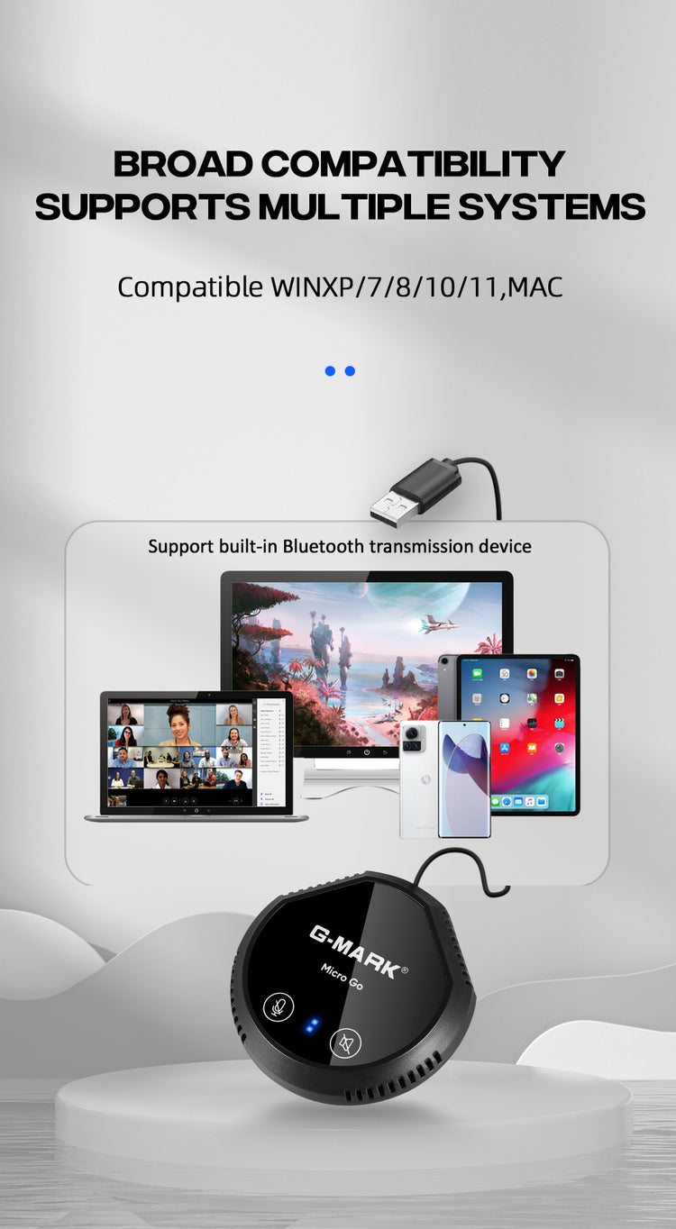 USB Speakers G-MARK Micro Go Bluetooth Conference Speakerphone with Microphone Compatible with Leading Platforms, Home Office for Computer Plug and Plays