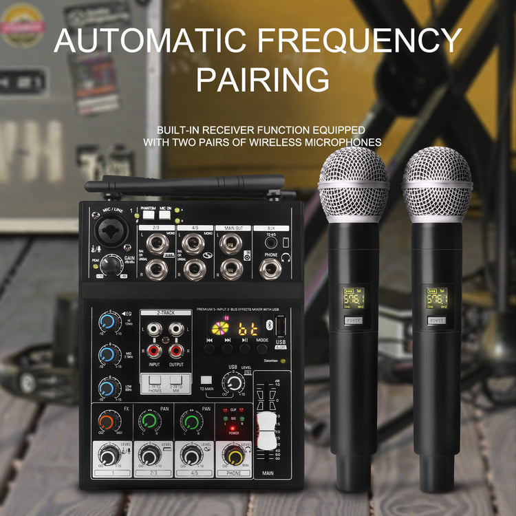 Wireless Microphone With Audio Mixer G-MARK Studio 4 Bluetooth DJ Console For Karaoke TV Computer Live Party Show