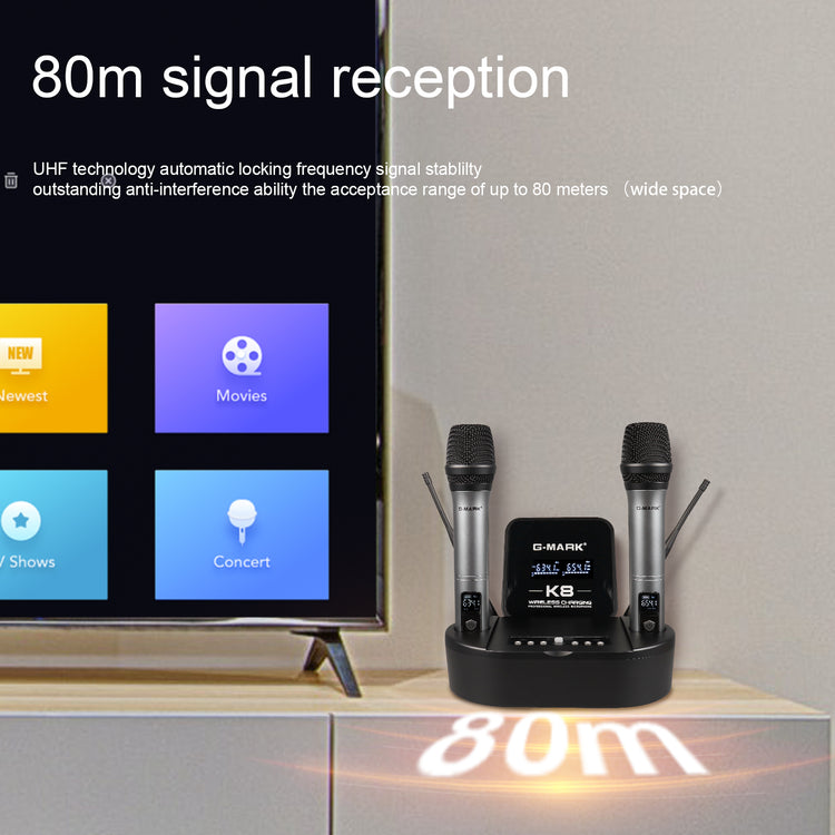 Wireless Microphone G-MARK K8 UHF Karaoke Mic With Lithium Battery For Stage Party Show Church School Meeting