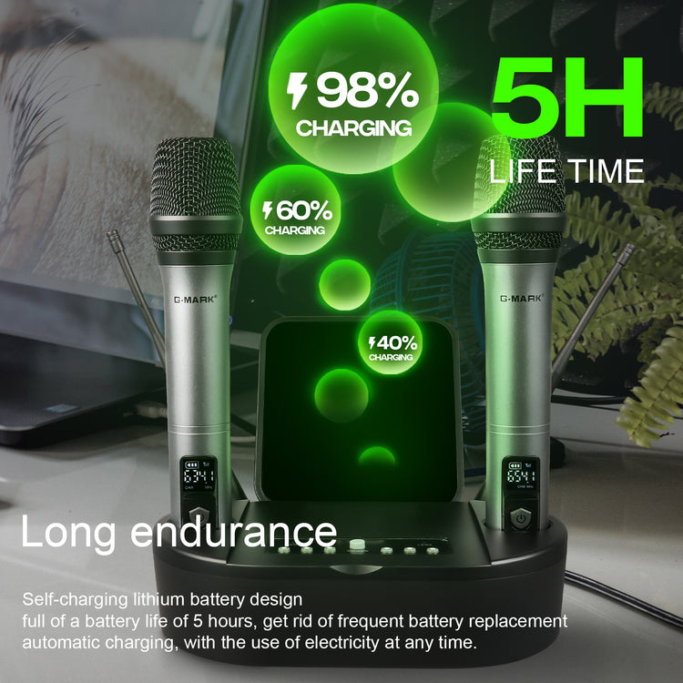 Wireless Microphone G-MARK K8 UHF Karaoke Mic With Lithium Battery For Stage Party Show Church School Meeting