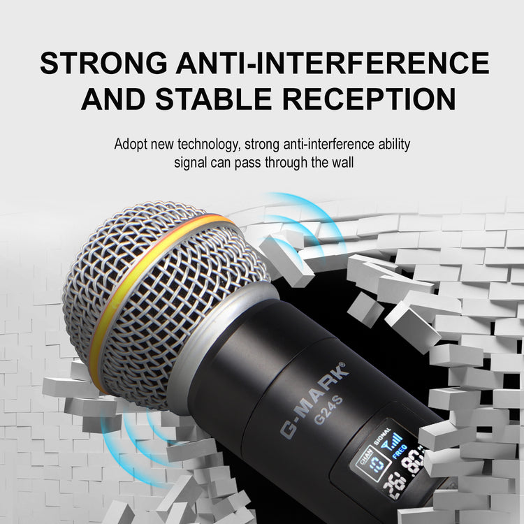 Microphone Wireless G-MARK G24S Dynamic SM58 Mic Fixed Frequency Handheld Mic For Stage Speech Wedding Show Band Home Party Church