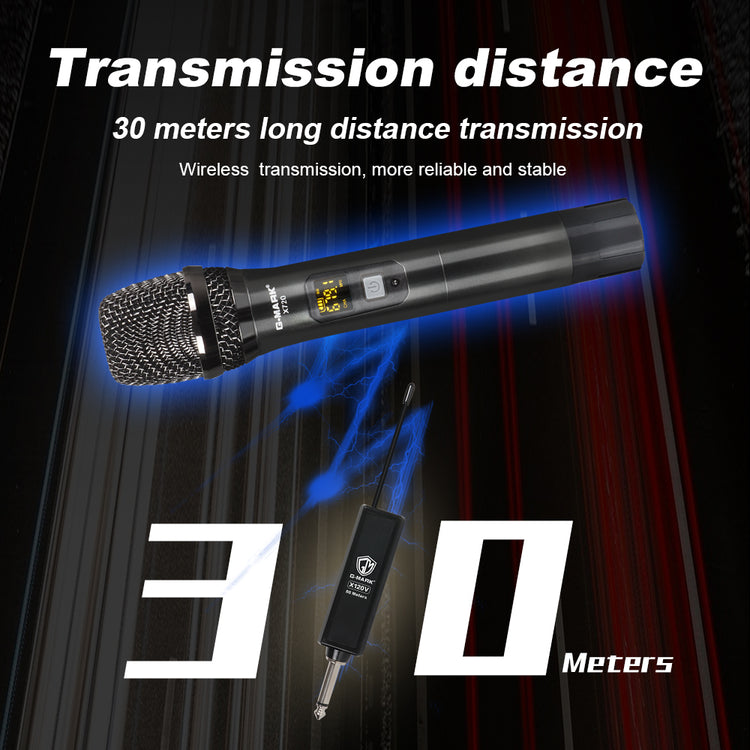 Wireless Microphone G-MARK X720 UHF Karaoke Mic Metal Body With Rechargeable Lithium Battery Receiver For Karaoke Meeting Stage DJ Speaker Wedding School