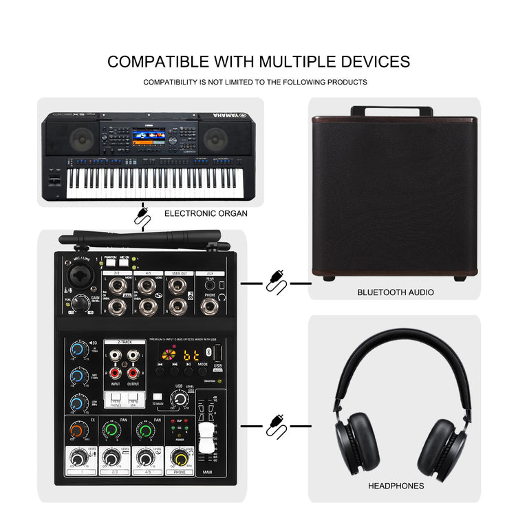 Wireless Microphone With Audio Mixer G-MARK Studio 4 Bluetooth DJ Console For Karaoke TV Computer Live Party Show
