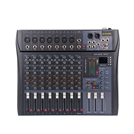 Audio Interface Mixer G-MARK MR80S USB Bluetooth Mixing Console 8 Channel 48V Phantom Power Sound Board Music Reverb For PC Stage Studio DJ Sound Controller Analog Mixer