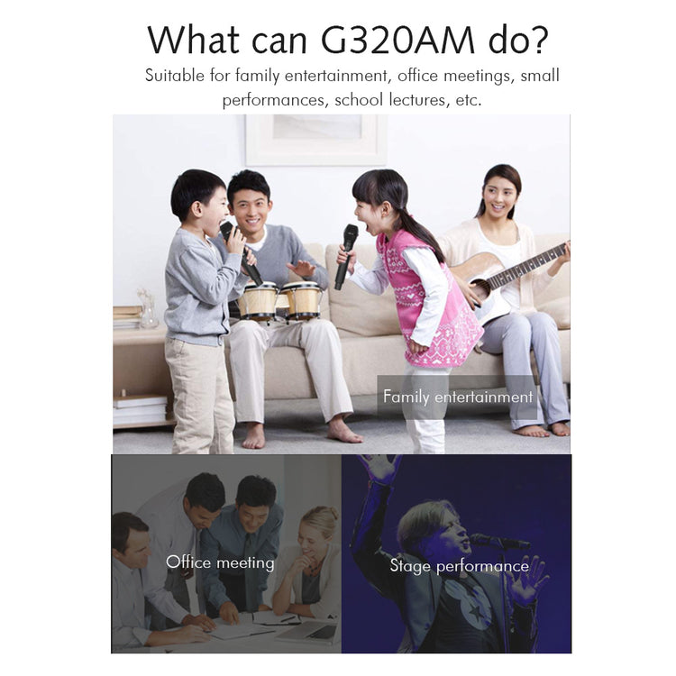 Wireless Microphone G-MARK G320AM Professional UHF 2 Channels Karaoke Mic Handheld Automatic Frequency Adjustable
