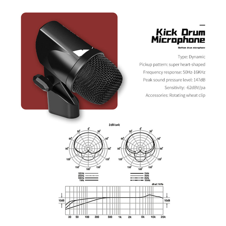 Drum Microphone Kit G-MARK G7 Musical Instruments Mic For Band DJ Stage Instrumental Performance Recording Live With Case