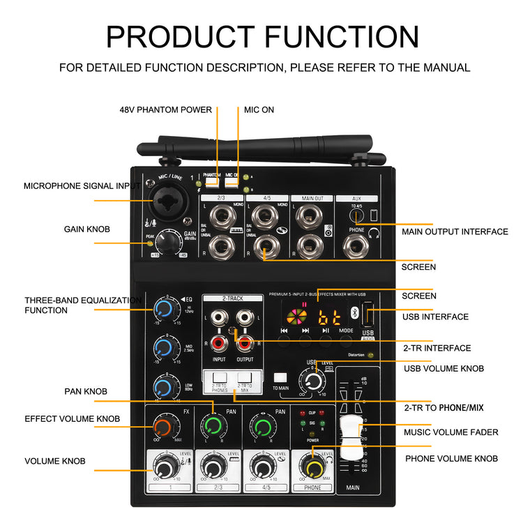 Wireless Microphone With Audio Mixer G-MARK Studio 4 Bluetooth DJ Console For Karaoke TV Computer Live Party Show