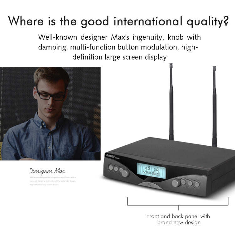 Wireless Microphone G-MARK G320AM Professional UHF 2 Channels Karaoke Mic Handheld Automatic Frequency Adjustable