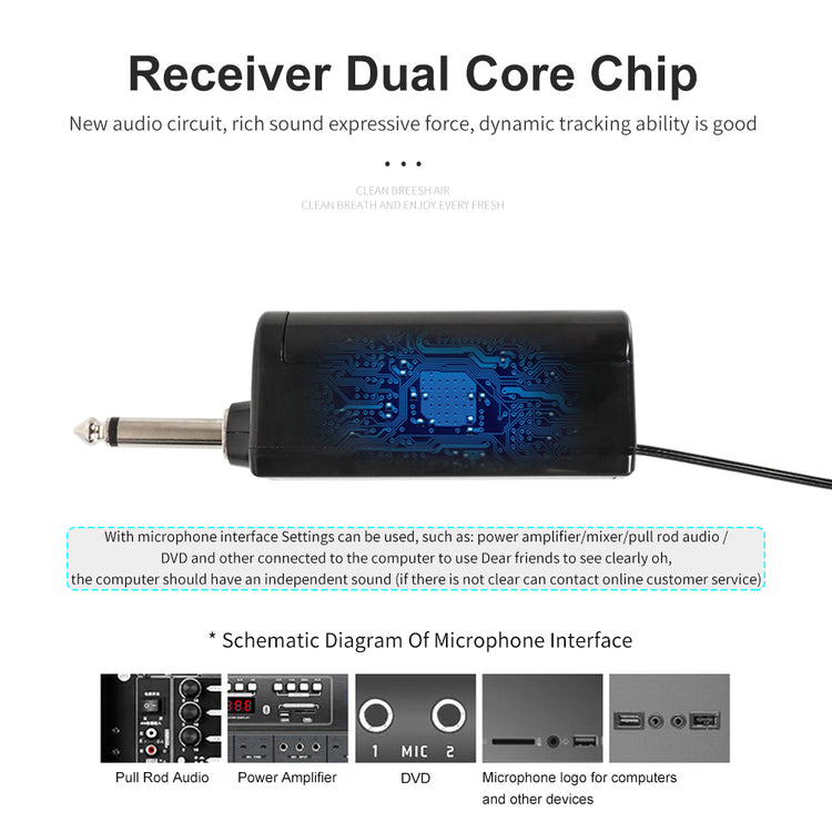 Wireless Microphone G-MARK X720 UHF Karaoke Mic Metal Body With Rechargeable Lithium Battery Receiver For Karaoke Meeting Stage DJ Speaker Wedding School