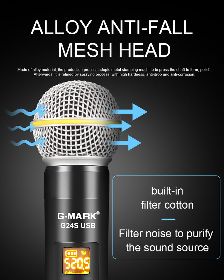 USB Microphone G-MARK G24USB Dynamic SM58 Handheld Mic Adjustable Frequency For KTV PC Windows Mac Computers