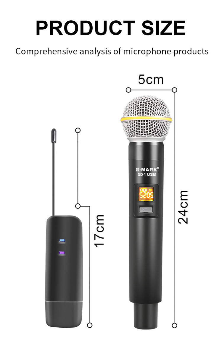 USB Microphone G-MARK G24USB Dynamic SM58 Handheld Mic Adjustable Frequency For KTV PC Windows Mac Computers