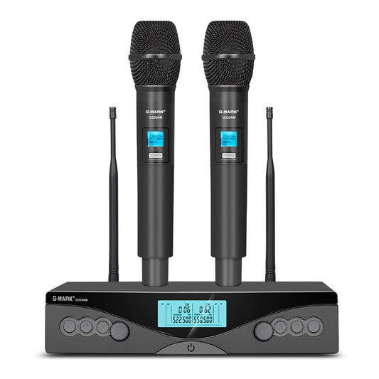Wireless Microphone G-MARK G320AM Professional UHF 2 Channels Karaoke Mic Handheld Automatic Frequency Adjustable