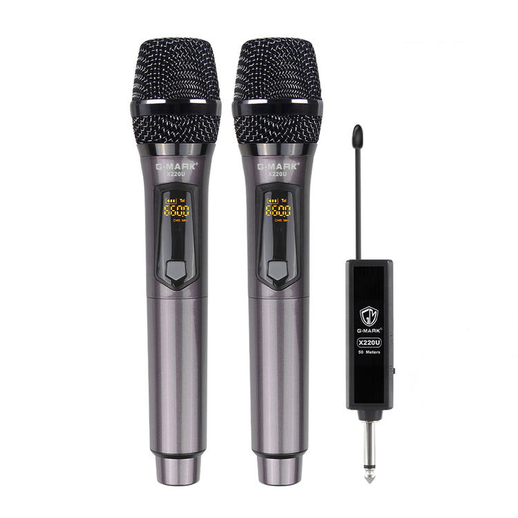 Wireless Microphone G-MARK X220U UHF Recording Karaoke Mic With Rechargeable Lithium Battery Receiver Work 5 Hours For Speaker