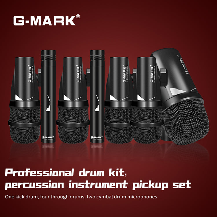 Drum Microphone Kit G-MARK G7 Musical Instruments Mic For Band DJ Stage Instrumental Performance Recording Live With Case