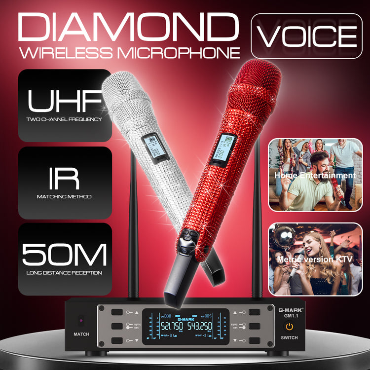 G-MARK Wireless Microphone GM1.1 Professional UHF Frequency Adjustable Metal Handheld Karaoke Mic For Party Show Teaching Wedding