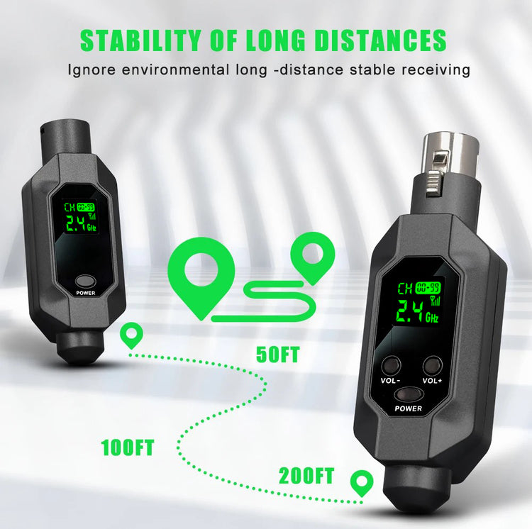 G-MARK LT01 Wireless Microphone System XLR Mic Converter Adapter 2.4G Automatic Transmitter Setup For Condenser Dynamic Mic