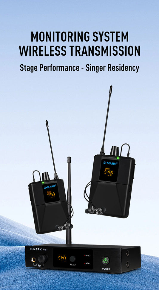 In Ear Monitor G-MARK G2.1IEM UHF Mono Wireless Return Frequency Selectable For Stage Singer Guitar Studio Band Performance DJ