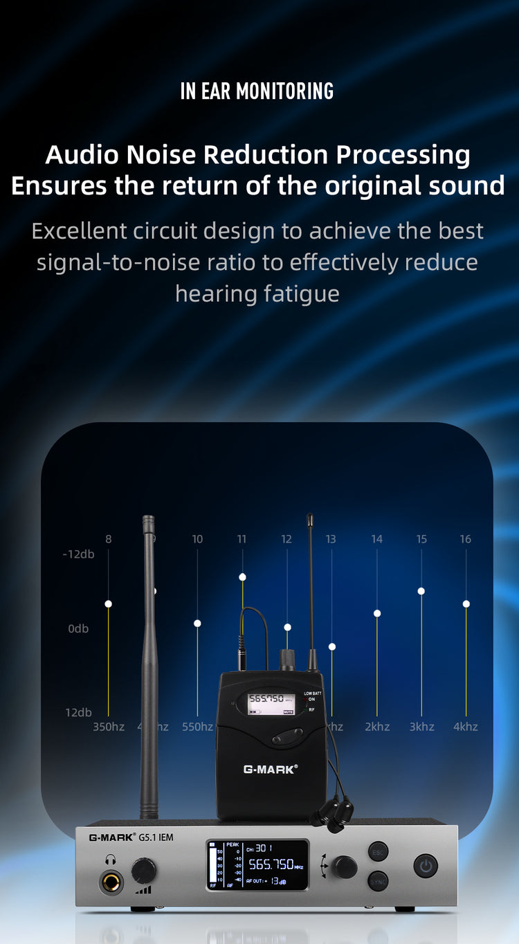 In Ear Monitor Wireless System G-MARK G5.1IEM Single Channel UHF Wireless Stage Return Metal Body For Stage Band Studio