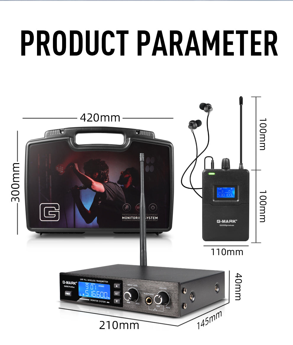 Stereo In-Ear Monitor System G-MARK G6000ProMax Wireless Stage Return
