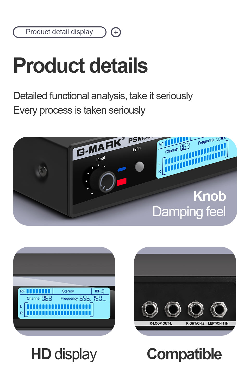 Stereo In-Ear Monitor System G-MARK PSM3000 Wireless Stage Return For