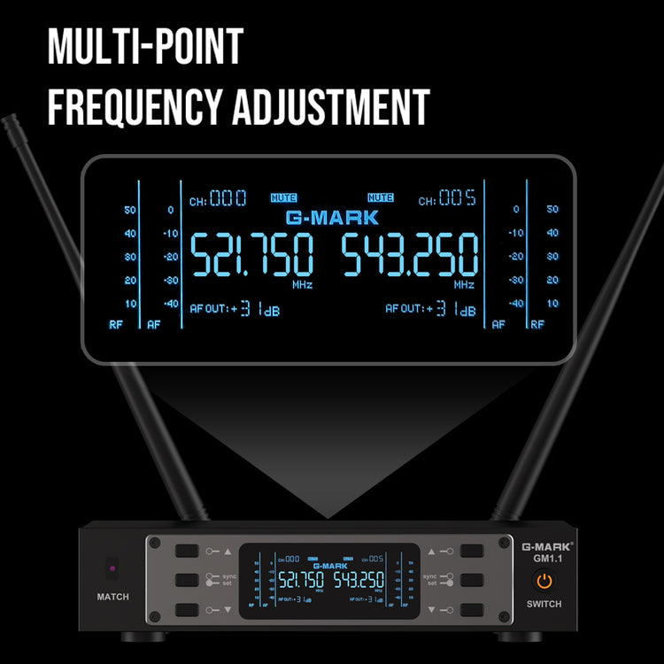 G-MARK Wireless Microphone GM1.1 Professional UHF Frequency Adjustable Metal Handheld Karaoke Mic For Party Show Teaching Wedding