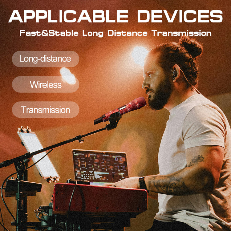 G-MARK Diamond Microphone SKM9000 Luxury sparkling Wireless Microphone Professional UHF Frequency Adjustable Studio Sound Metal Handheld Mic For Party Show Teaching Wedding