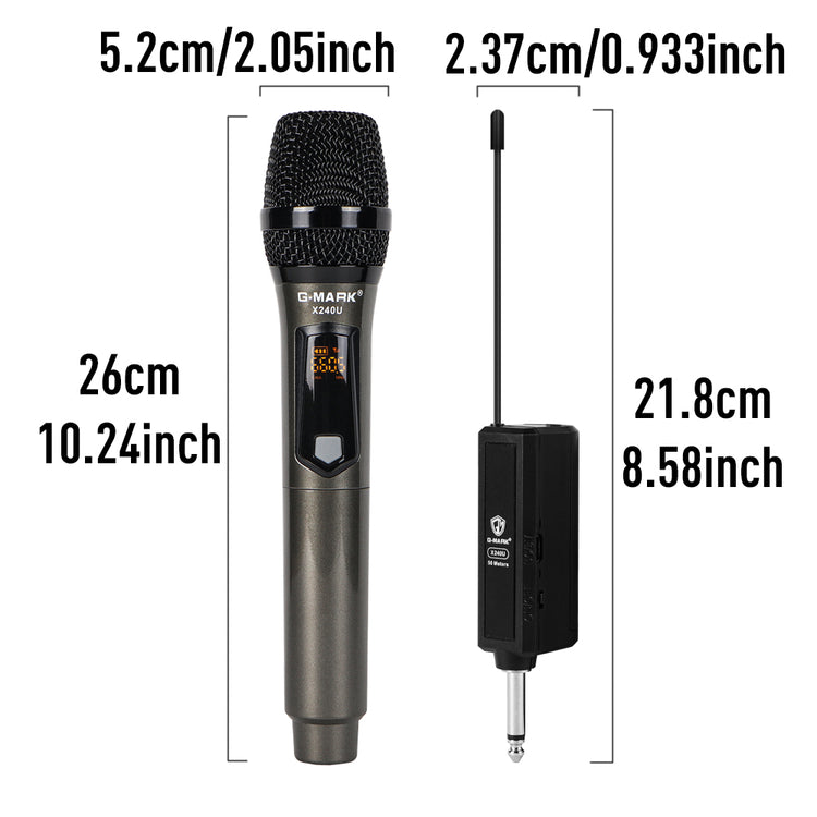 Wireless Microphone G-MARK X240U UHF Recording Karaoke Mic With Rechargeable Lithium Battery Receiver Work 5 Hours For Speaker