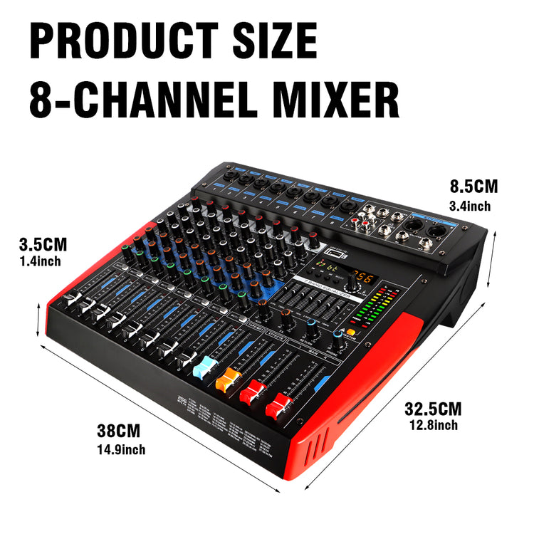 GMARK GX-800/1200/1600 Pro Audio Mixer, Professional 8/12/16 Channel Sound Board Console with 48V Phantom Power, 256-Bits DSP Effects, Bluetooth & USB MP3, Ideal for Karaoke, Studio Recording, and Live Streaming