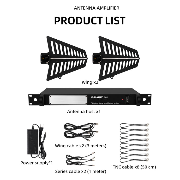 Microphone Antenna Booster G-MARK TM-2 8 Channels UHF 400-950MHz For Wireless Systems Stage Outdoor