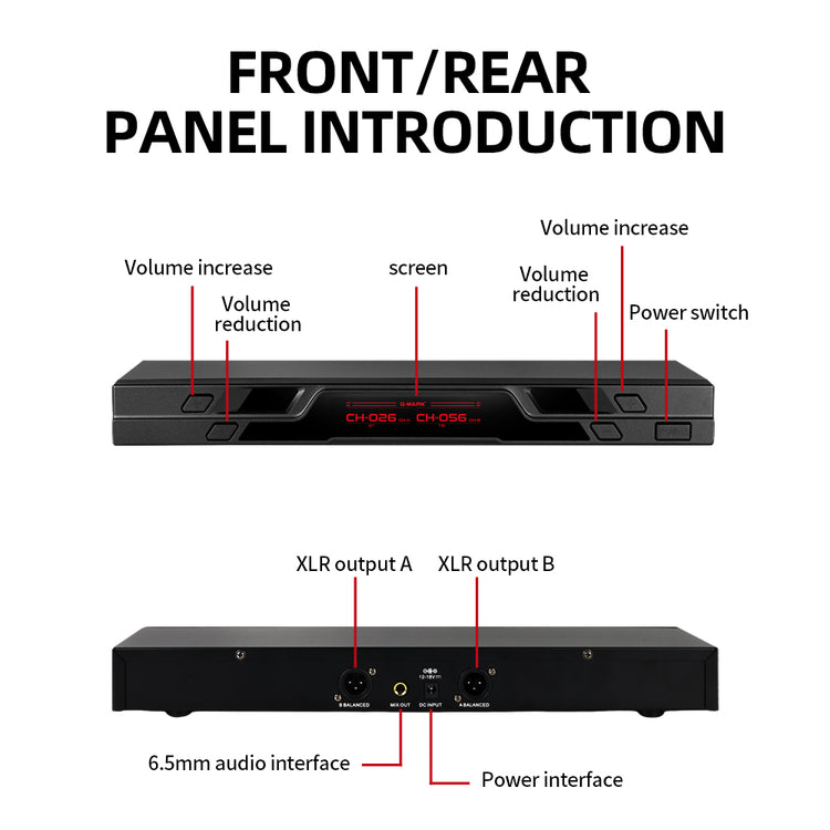 Wireless Microphone G-MARK G1010 Professional 2 Channels Handheld Karaoke Mic For Party Meeting Church Show Home