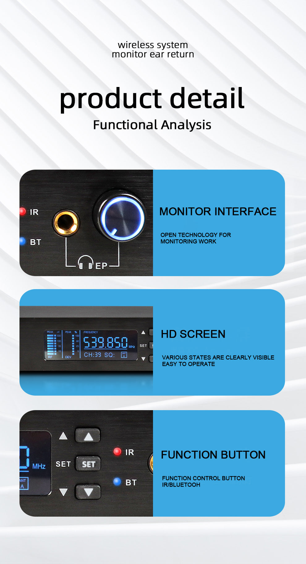 In Ear Monitor System G-MARK G4.1 UHF Wireless Stage Return With In Ea