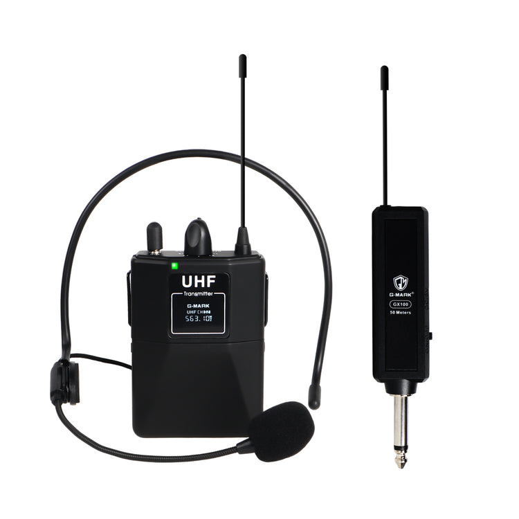 Wireless Headset Microphone G-MARK GX100 Professional UHF Clip Bodypack Mic Work 50M For Party Show Stage Wedding Church