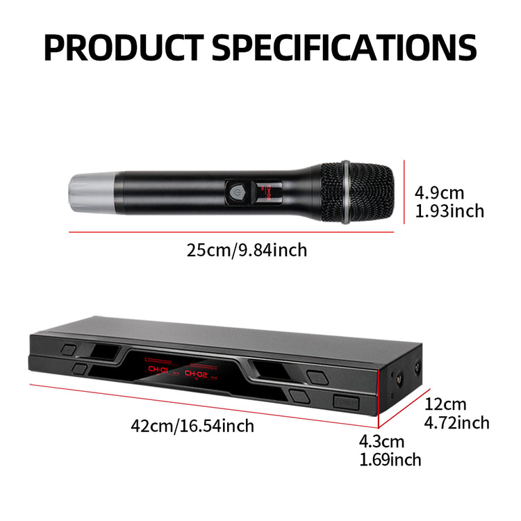 Wireless Microphone G-MARK G1010 Professional 2 Channels Handheld Karaoke Mic For Party Meeting Church Show Home