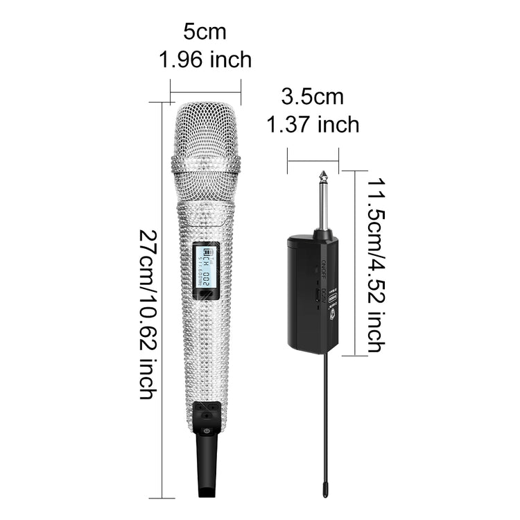 Diamond Microphone G-MARK SKM9000 Luxury sparkling Wireless Microphone Professional UHF Frequency Adjustable Studio Sound Metal Handheld Mic For Party Show Teaching Wedding