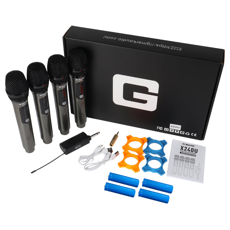 Wireless Microphone G-MARK X240U UHF Recording Karaoke Mic With Rechargeable Lithium Battery Receiver Work 5 Hours For Speaker