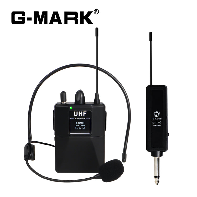 Wireless Headset Microphone G-MARK GX100 Professional UHF Clip Bodypack Mic Work 50M For Party Show Stage Wedding Church