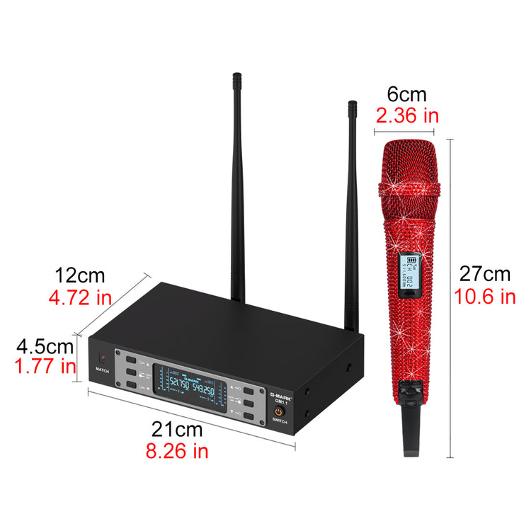 G-MARK Wireless Microphone GM1.1 Professional UHF Frequency Adjustable Metal Handheld Karaoke Mic For Party Show Teaching Wedding