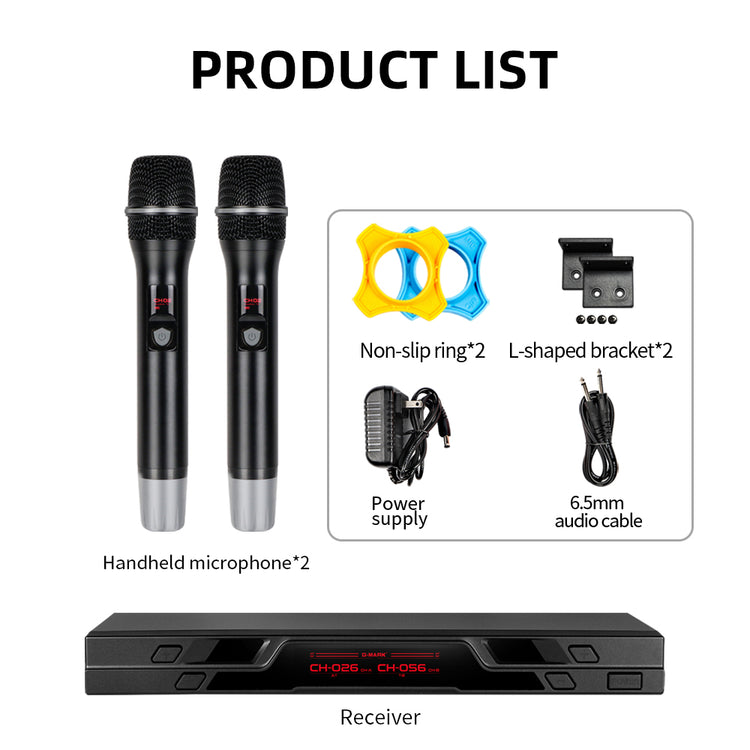 Wireless Microphone G-MARK G1010 Professional 2 Channels Handheld Karaoke Mic For Party Meeting Church Show Home