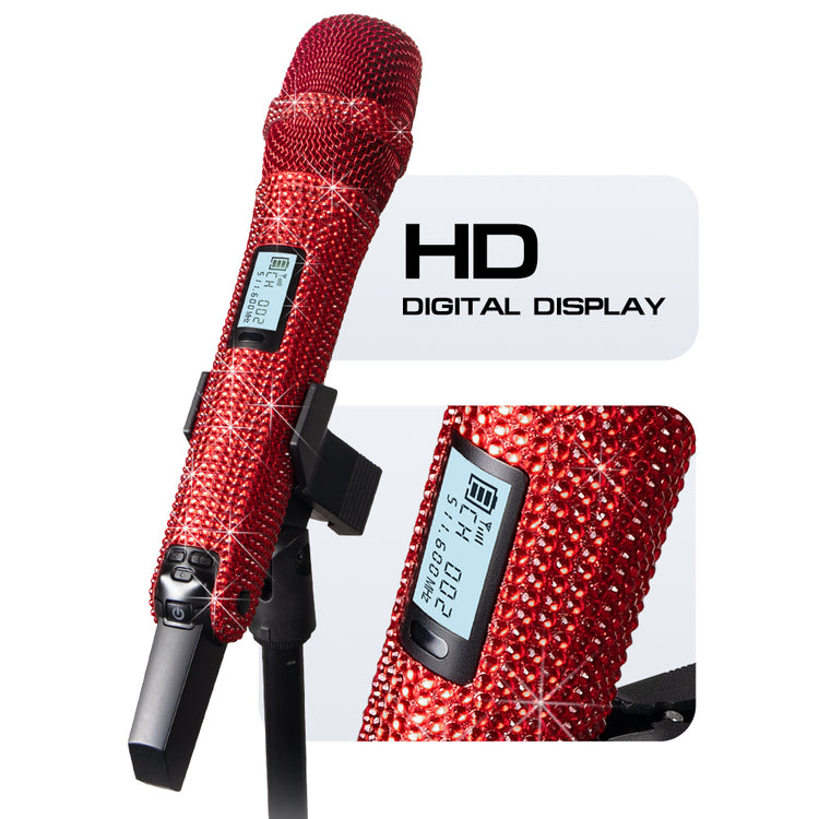 Diamond Microphone G-MARK SKM9000 Luxury sparkling Wireless Microphone Professional UHF Frequency Adjustable Studio Sound Metal Handheld Mic For Party Show Teaching Wedding