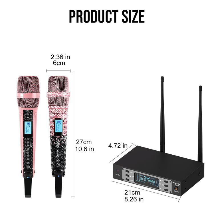 G-MARK Wireless Microphone GM1.1 Professional UHF Frequency Adjustable Metal Handheld Karaoke Mic For Party Show Teaching Wedding（副本）
